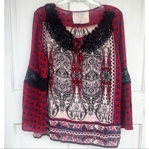 California MoonRise Nomad House Collaboration Long Sleeve Peasant Top | Size M